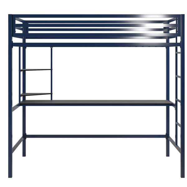 Novogratz Maxwell Metal Loft Bed with BuiltinDesk by Novogratz